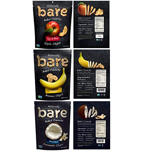 Bare Baked Crunchy Apple Chips, Banana Chips, And Coconut Chips,