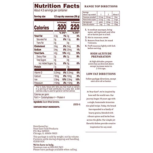 Near East Couscous Mix, Original Pack Of 12 Boxes