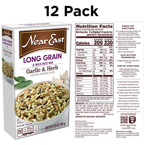 Near East Long Grain & Wild Rice Mix, Garlic & Herb 5.9oz Pack ...