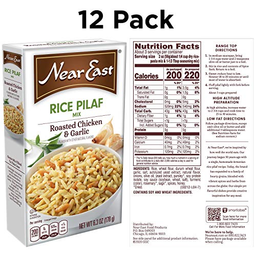Near East Rice Pilaf Mix, Roasted Chicken & Garlic, 6.3oz Boxes ...