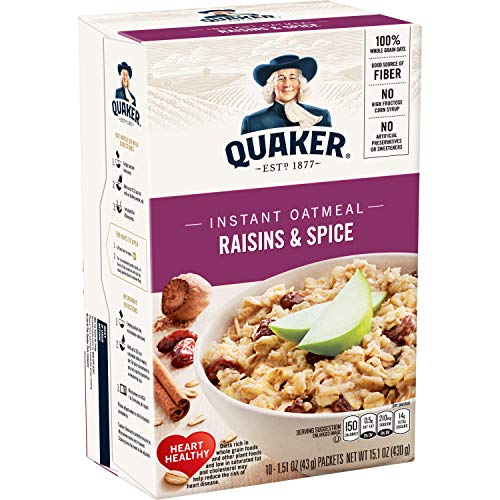Quaker Instant Oatmeal Raisin&Amp; Spice, 10-Count 1.51Oz Packets P