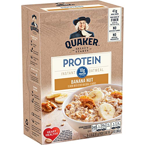 Quaker Instant Oatmeal Protein Banana Nut Flavor 6 Count, 12.9Oz