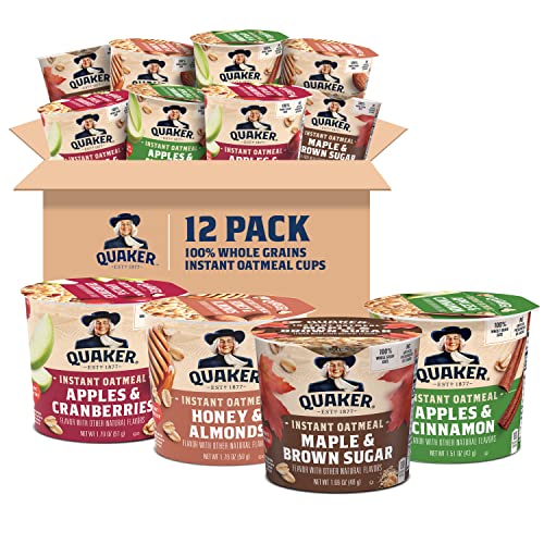 Quaker Instant Oatmeal Express Cups, 4 Flavor Variety Pack, 12 C