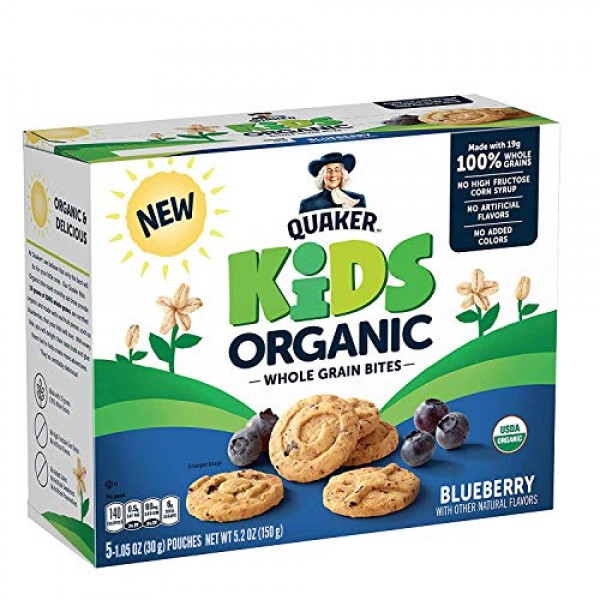 Quaker Kids Organic Multigrain Bites, Blueberry, 30 Pouches, USD...
