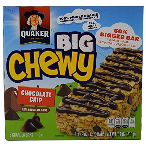Quaker, Big Chewy, Chocolate Chip Granola Bars, 5 Count, 7.4Oz B