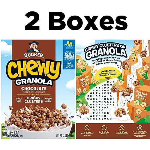 Quaker Chewy Granola Breakfast Cereal, Chocolate, 13.6oz Box, 2...