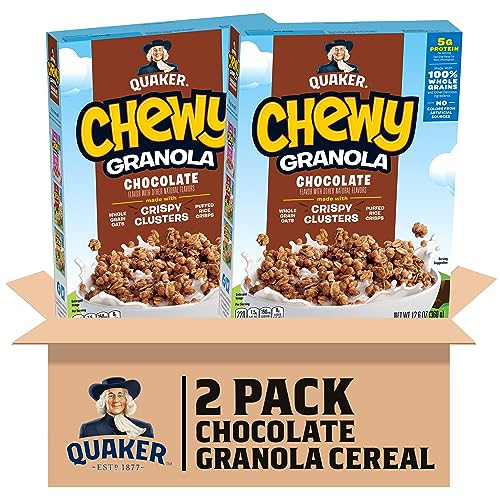 Quaker Chewy Granola Breakfast Cereal, Chocolate, 13.6oz Box, 2...