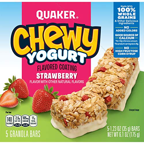 Quaker Chewy Yogurt Granola Bar, Strawberry 5 Count Pack of 1