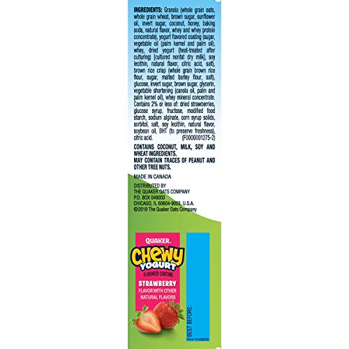 Quaker Chewy Yogurt Granola Bar, Strawberry 5 Count Pack of 1