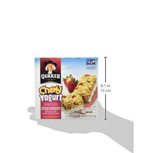 Quaker Chewy Yogurt Granola Bar, Strawberry 5 Count Pack of 1