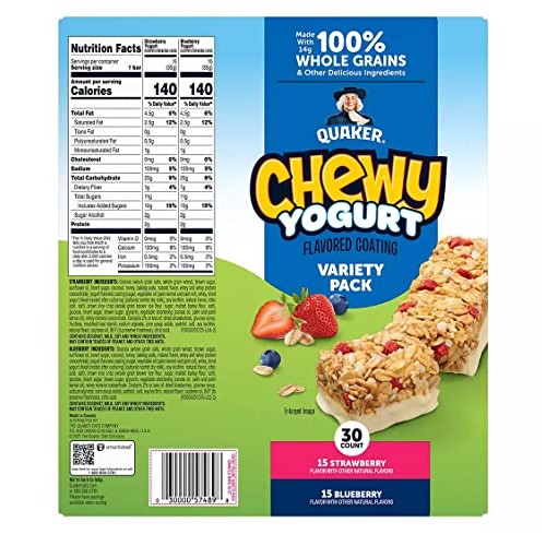 Quaker Chewy Yogurt Granola Bars Variety Pack, 30 ct.