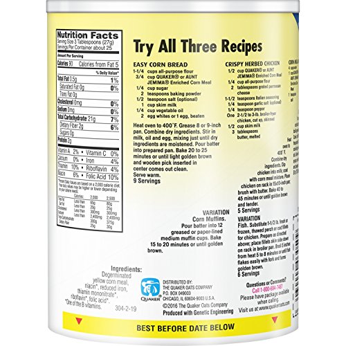 Quaker Corn Meal, Yellow, 24 Oz
