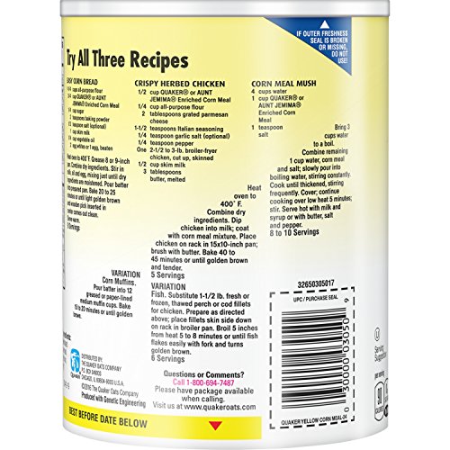 Quaker Corn Meal, Yellow, 24 Oz