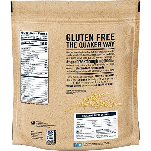 Quaker Gluten Free Old Fashioned Rolled Oats, Non GMO Project Ve...