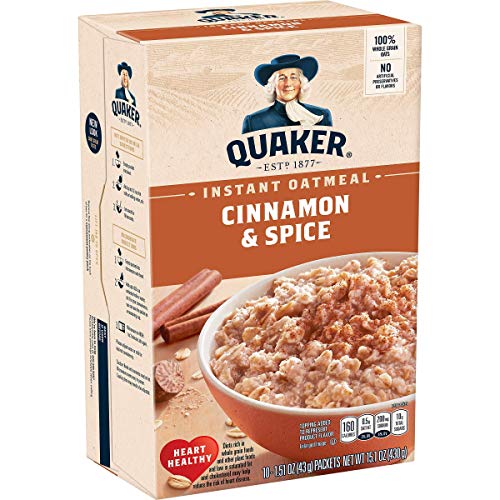 Quaker, Instant Oatmeal, Cinnamon And Spice, 10 Ct