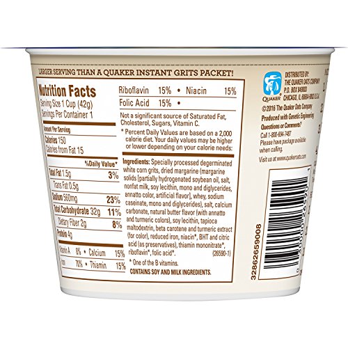 Quaker Instant Grits, Butter Flavor, Breakfast Cereal Pack Of 12