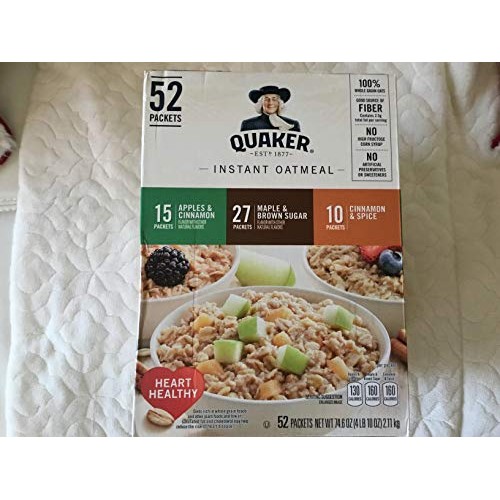 Quaker Instant Oatmeal 52 Packets Apples &Amp; Cinnamon; Maple &Amp; Br
