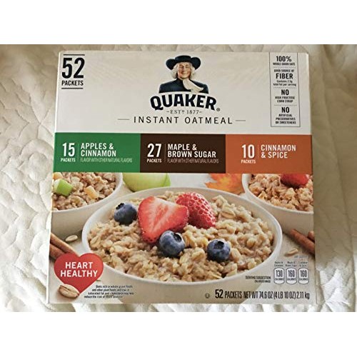 Quaker Instant Oatmeal 52 Packets Apples &Amp; Cinnamon; Maple &Amp; Br