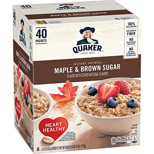 Quaker Instant Oatmeal Cereal, Maple And Brown Sugar, 40-1.51 O