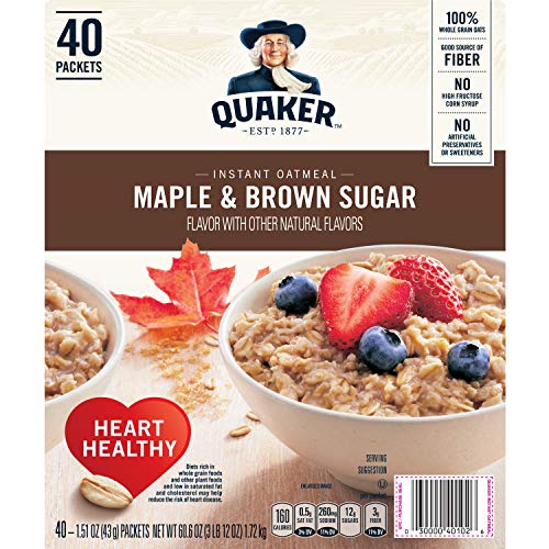 Quaker Instant Oatmeal Cereal, Maple And Brown Sugar, 40-1.51 O