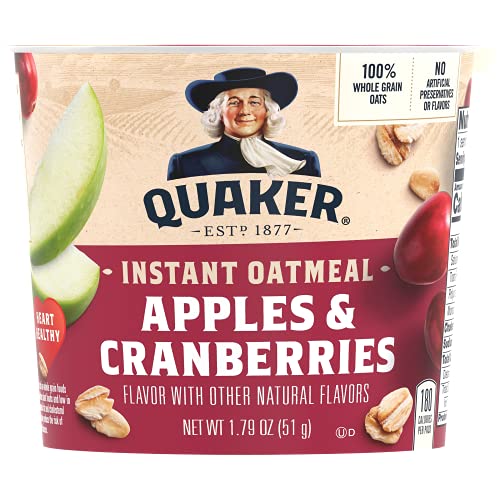 Quaker Instant Oatmeal Express Cups, Apples &Amp; Cranberries, 12 Count