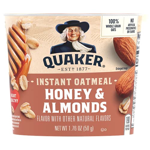 Quaker Instant Oatmeal Express Cups, Honey &Amp; Almonds, 12 Count