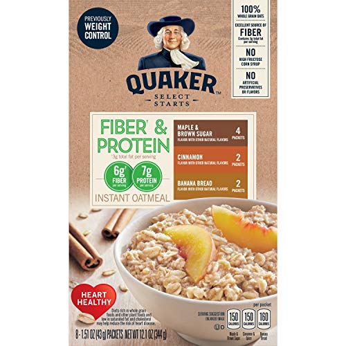 Quaker Instant Oatmeal, Fiber &Amp; Protein 3 Flavor Variety Pack, I