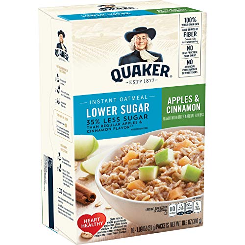 Quaker Instant Oatmeal, Lower Sugar, Apples &Amp; Cinnamon, Breakfas