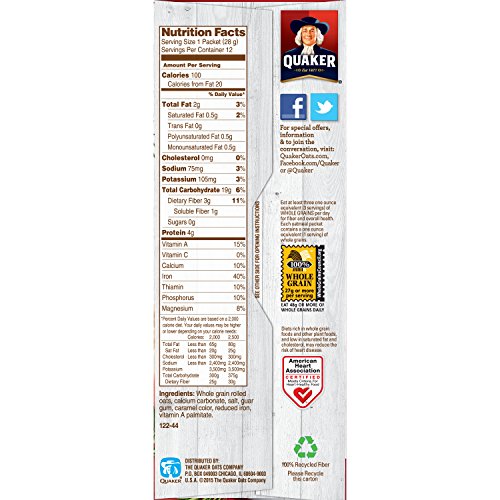 Quaker Instant Oatmeal Original, 12 Packets Per Box Pack Of 4