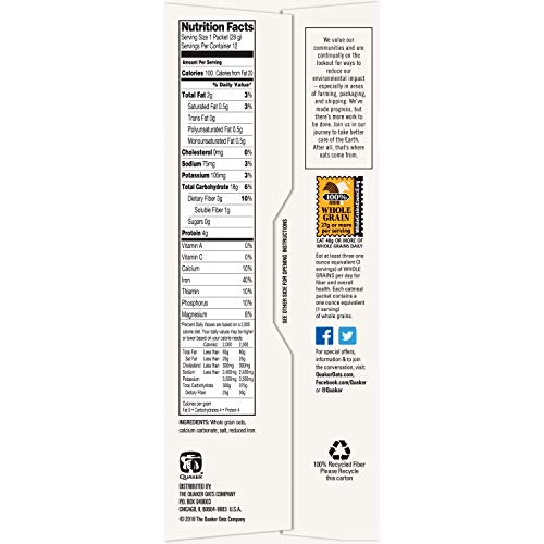 Quaker Instant Oatmeal Original, 12 Packets Per Box Pack Of 4