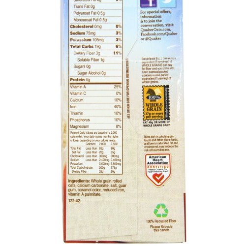 Quaker Instant Oatmeal Original, 12 Packets Per Box Pack Of 4