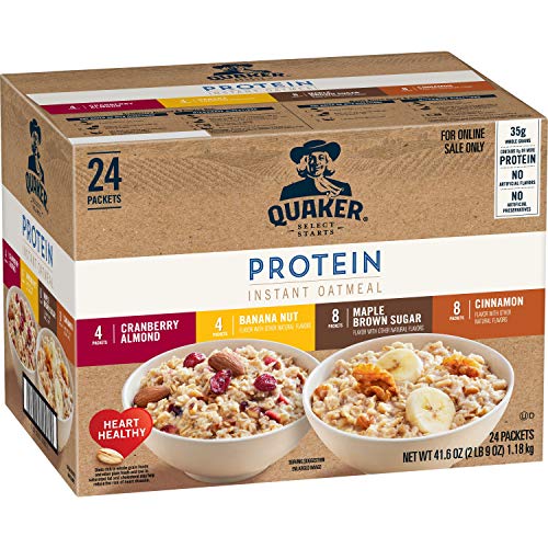 Quaker Instant Oatmeal, Protein 4 Flavor Variety Pack, 7G+ Prote