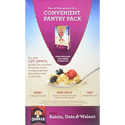 Quaker Instant Oatmeal Raisin, Date &Amp; Walnut, 10-Count Boxes Pa