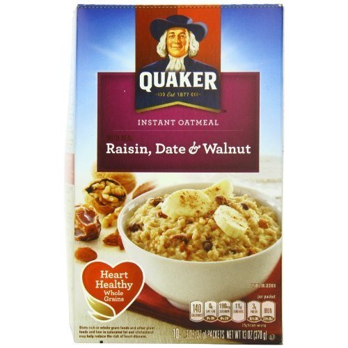 Quaker Instant Oatmeal Raisin, Date &Amp; Walnut, 10-Count Boxes Pa