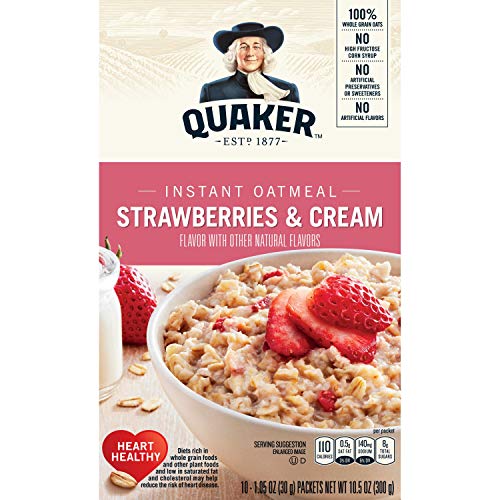 Quaker Instant Oatmeal Strawberry &Amp; Cream 10 Pk