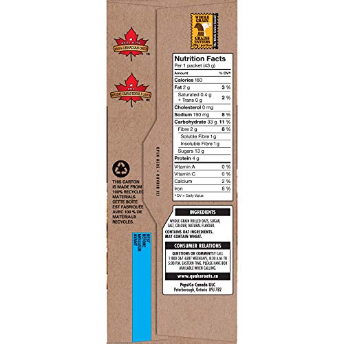 Quaker Instant Oats Maple And Brown Sugar Oatmeal 8Ct 344G/12.1O