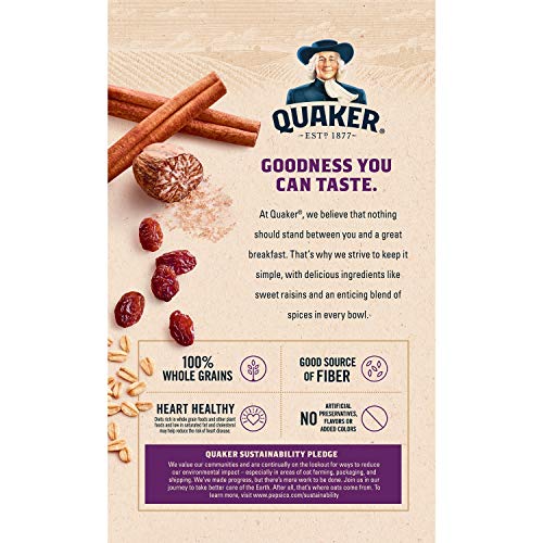 Quaker Instant Oatmeal, Raisin &Amp; Spice, Breakfast Cereal, 10 Cou