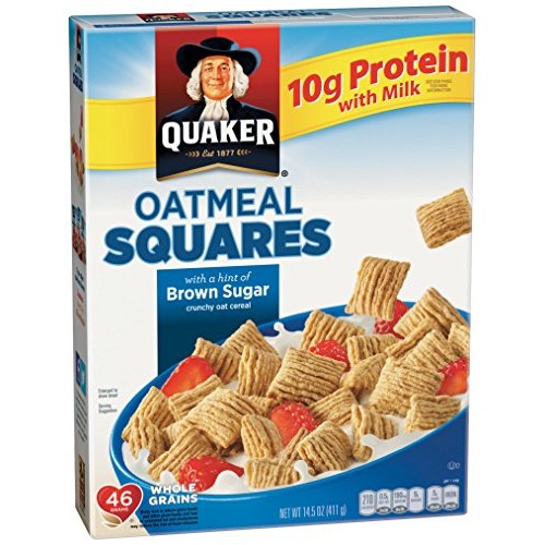 Quaker Oatmeal Squares, Brown Sugar, Crunchy Oat Breakfast Cerea