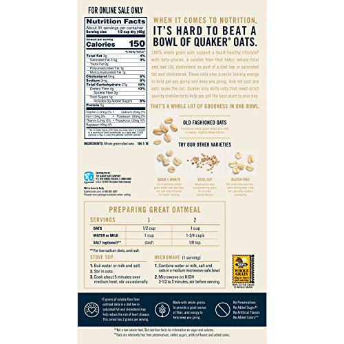 Quaker Old Fashioned Rolled Oats, Non Gmo Project Verified, Two