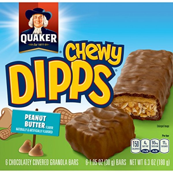 Quaker Peanut Butter Chewy Dipps Granola Bars,1.05 Oz Bars 6 Bar