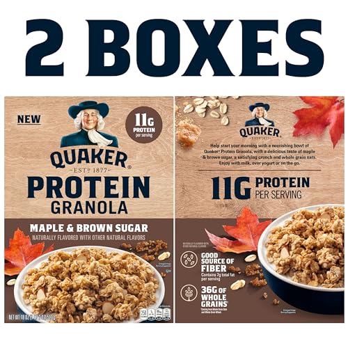 Quaker Protein Granola Breakfast Cereal, Maple Brown Sugar, 18oz...