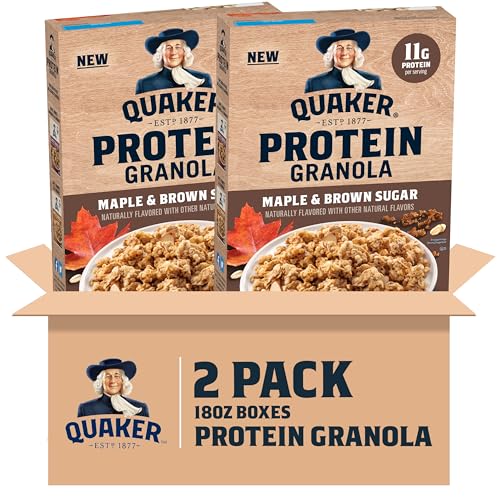 Quaker Protein Granola Breakfast Cereal, Maple Brown Sugar, 18oz...