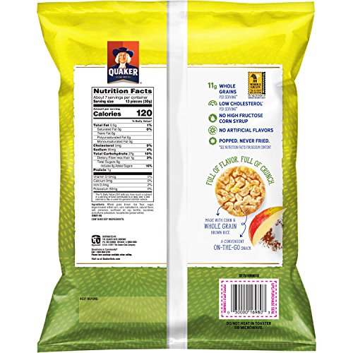 Quaker Quakes Rice Snacks, Apple Cinnamon, 7.04-Ounce Bag Pack