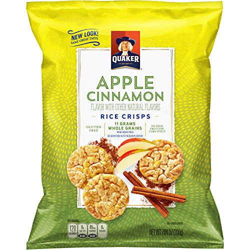 Quaker Quakes Rice Snacks, Apple Cinnamon, 7.04-Ounce Bag Pack