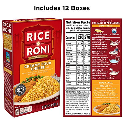 Quaker Rice-A-Roni Creamy Four Cheese-12 Pack, 6.4 Ounce Pack O