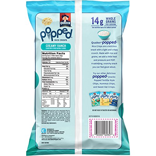 Quaker Rice Crisps, Gluten Free, Buttermilk Ranch, 3.03Oz Bags,