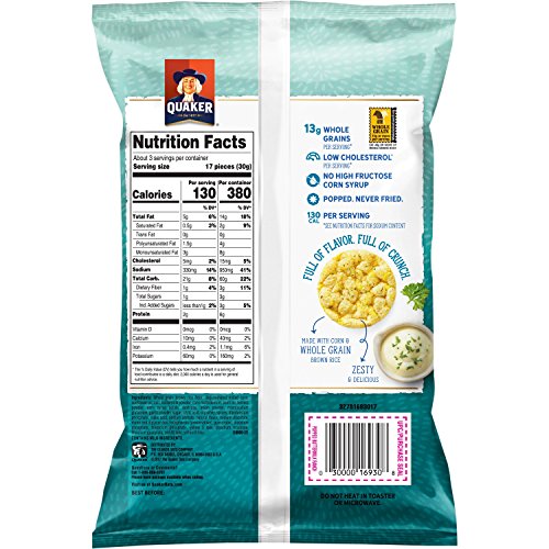 Quaker Rice Crisps, Gluten Free, Buttermilk Ranch, 3.03Oz Bags,