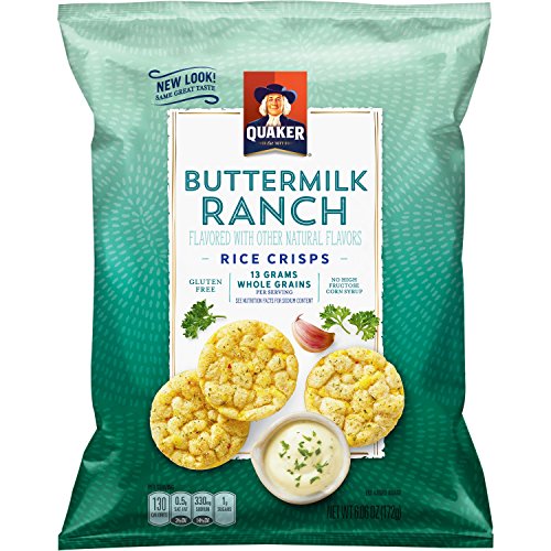 Quaker Rice Crisps, Gluten Free, Buttermilk Ranch, 6.06Oz Bags,