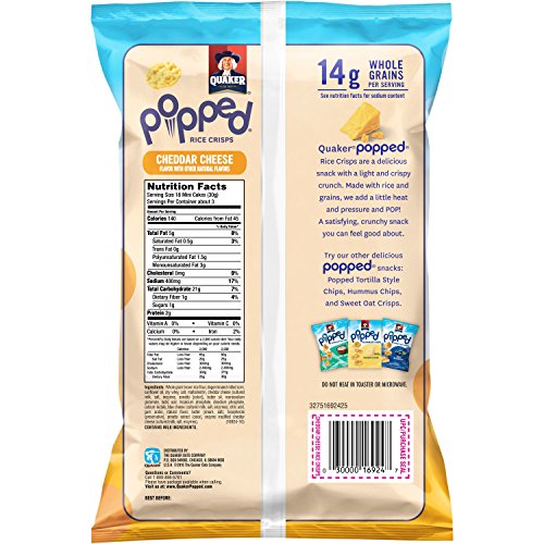Quaker Rice Crisps, Gluten Free, Cheddar Cheese, 3.03Oz Bags, 12