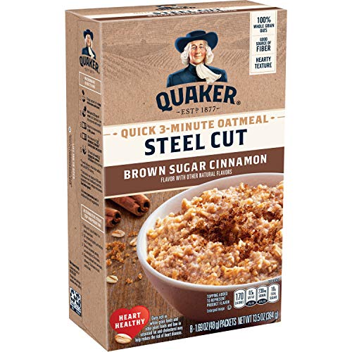 Quaker Steel Cut Quick 3-Minute Oatmeal, Quick Steel Cut, Brown